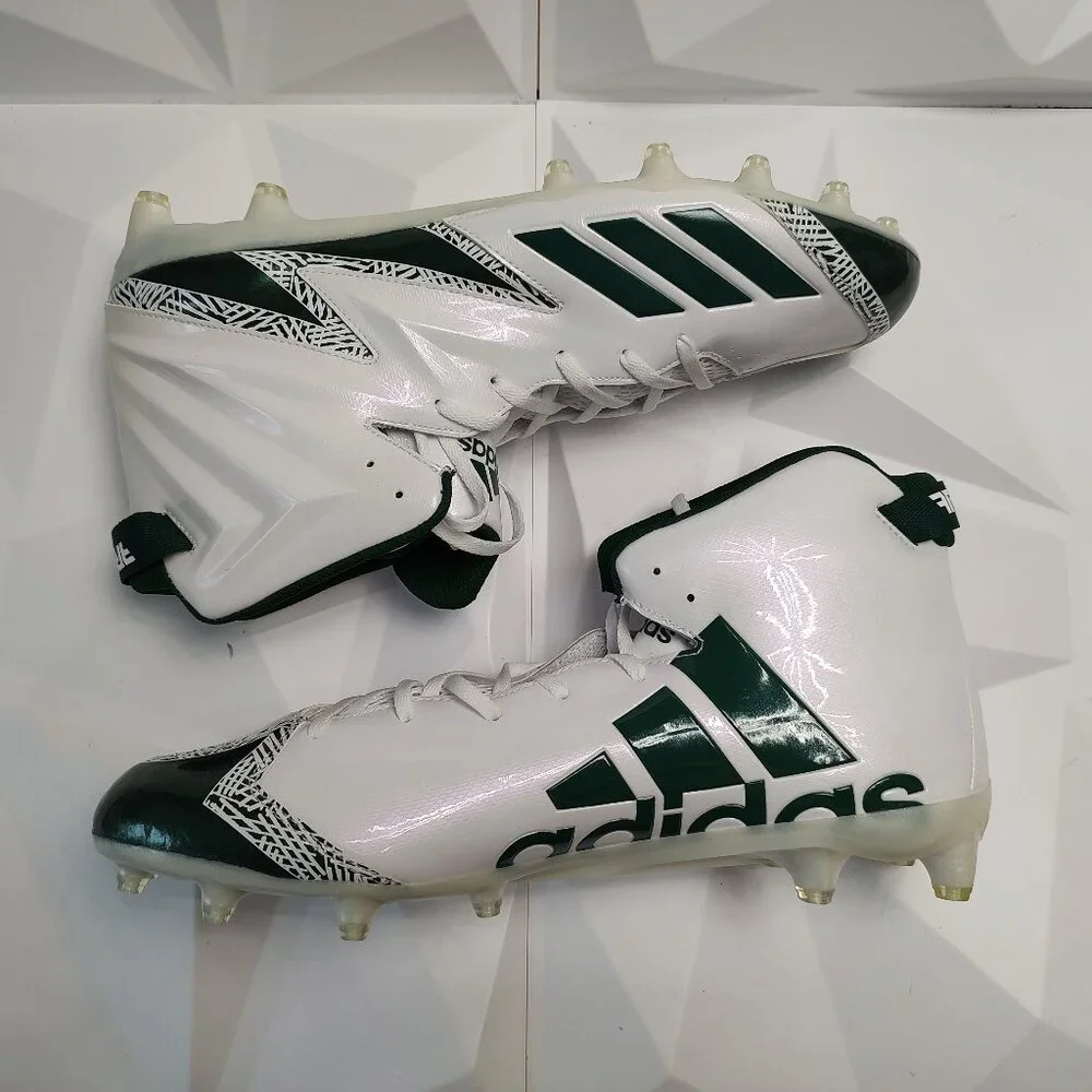 Adidas Mens Football Cleats 16 White Green Shoe Lacrosse Freak X Carbon High - Picture 2 of 10